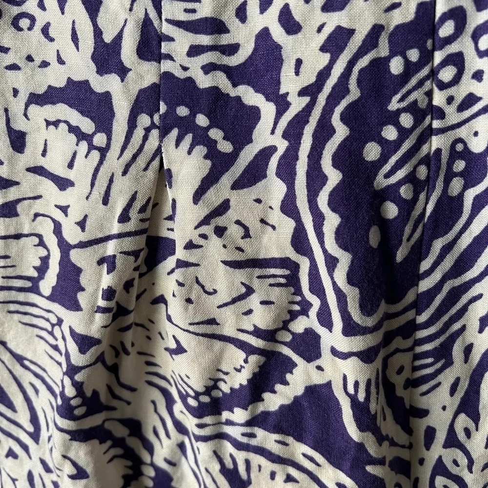 🟤LOFT Mini Skirt in Purple/Cream Print Sz 0 Petite